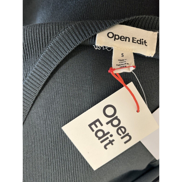 Open Edit Ribbed Long Sleeve Sweater Mini Dress Size S Green Urban NEW - Picture 5 of 9